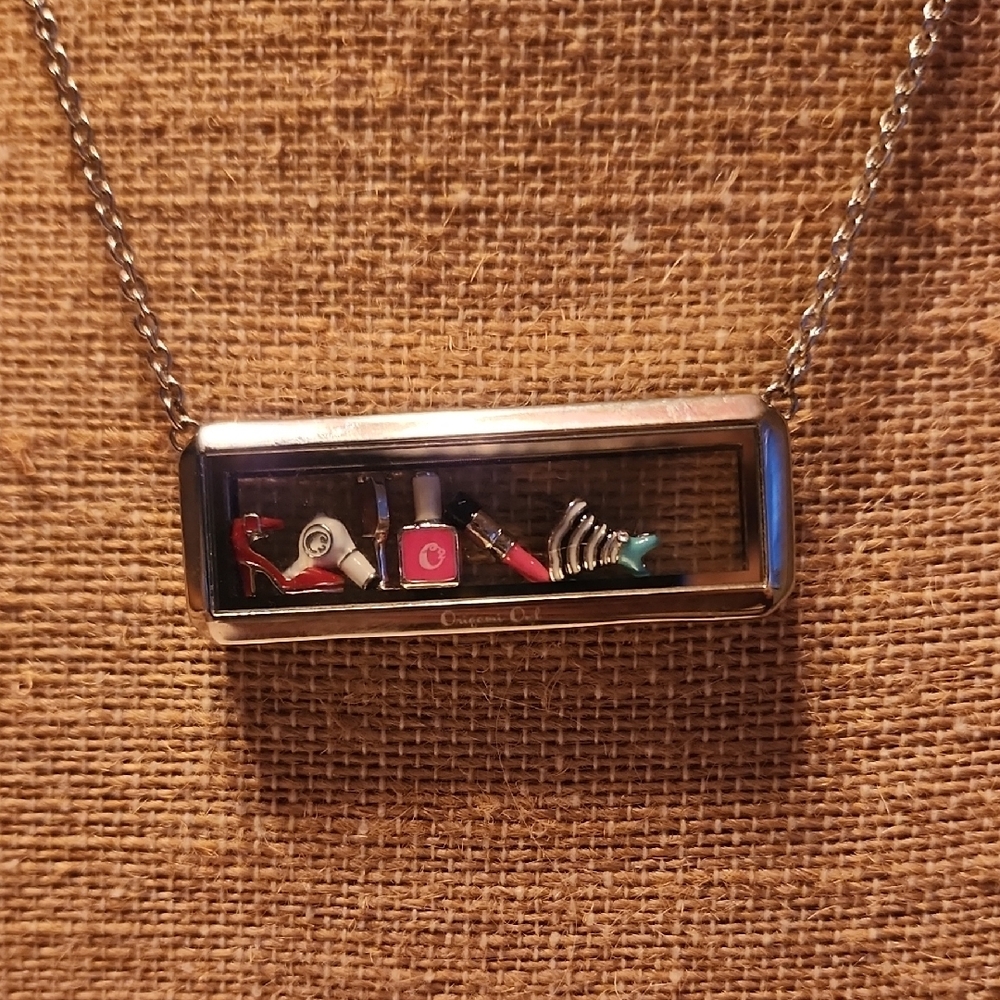 Origami Owl Silver Rectangular Locket Necklace Wi… - image 3